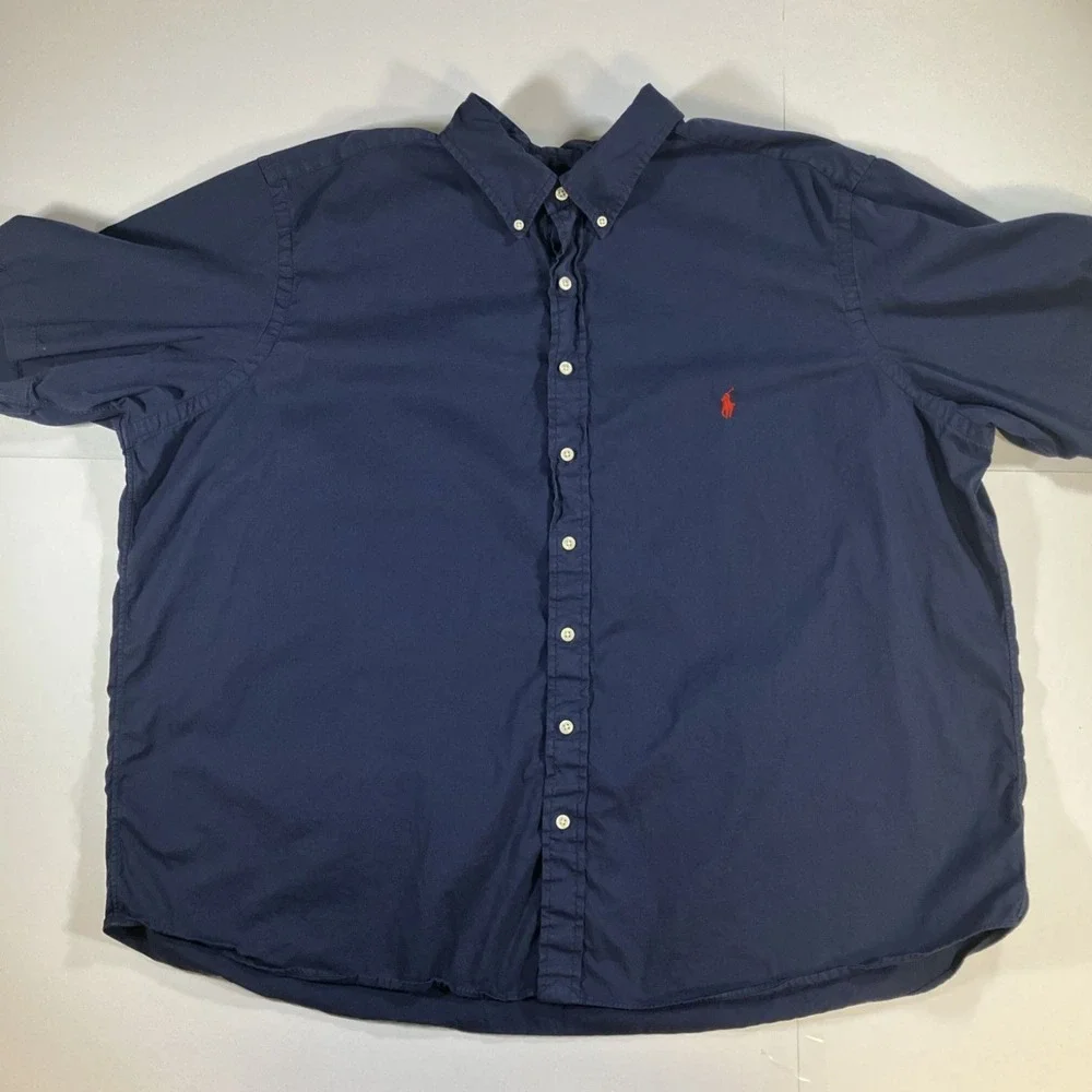 Polo Ralph Lauren Shirt Mens 2XB Navy Blue Featherweight Twill Button Down